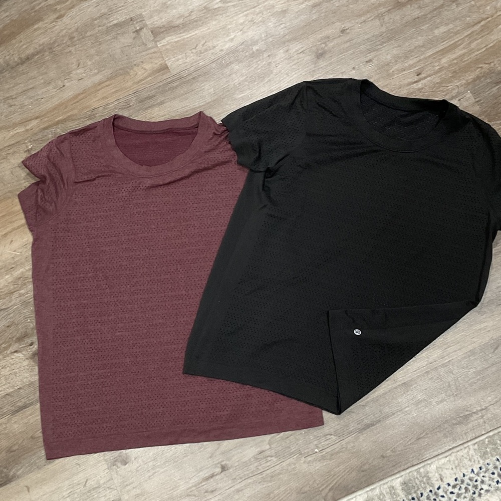 lululemon athletica Short Sleeve Tees - Black and Burgundy